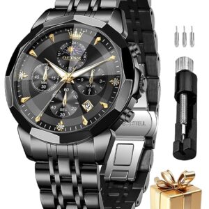 Analog Quartz Chronograph Dress Watch Multifunctional Stainless Steel Waterproof Classic Original Watch
