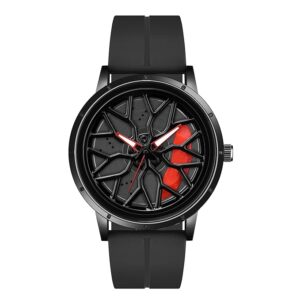 Shocknshop RevolveX Rotating Hollow Wheel Hub Creative Fashion Analog Silicone Magnetic Strap Wrist Watch