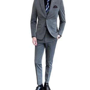 L'MONTE Imported  Piece Suit Blazer for Men Formal Slim Fit Two Button Closure Coat Vest & Pant Set for Business and Wedding Party