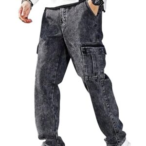 TAGAS Men Loose Fit Men's Flip Pocket Jeans || Mens Stylish Cotton Loose Fit Denim Cargo || Multi-Pocket Styling Pant||