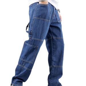 Cargo Jeans for Men ? Mid Rise Relaxed Fit Denim Cargo Pants