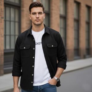 DEELMO Men?s Stylish Cotton Blend Casual Shirt