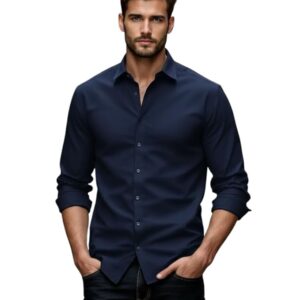 Glowic Men's Plain Casual Shirt | Cotton Soft | Full Sleeve Comfort Fit Stylish Solid Shirts for Office
